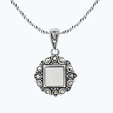Sterling Silver 925 Pendant Embedded With Natural White Shell And Marcasite Stones