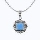 Sterling Silver 925 Pendant Embedded With Natural Processed Turquoise And Marcasite Stones