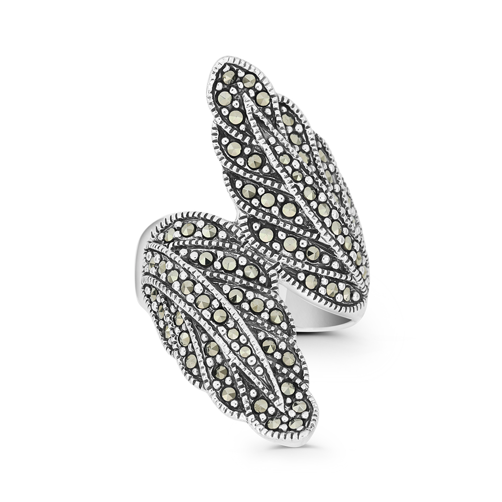 Sterling Silver 925 Ring Embedded With Marcasite Stones 