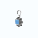 Sterling Silver 925 Pendant Embedded With Natural Processed Turquoise And Marcasite Stones