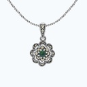 Sterling Silver 925 Pendant Embedded With Natural Green Agate And Marcasite Stones
