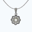 Sterling Silver 925 Pendant Embedded With Natural White Shell And Marcasite Stones
