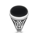 Sterling Silver 925 Ring Rhodium Plated Onxy For Men