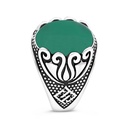 Sterling Silver 925 Ring Rhodium Plated Green Agate For Men