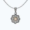 Sterling Silver 925 Pendant Embedded With Natural Pink Shell And Marcasite Stones