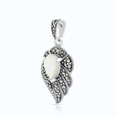 Sterling Silver 925 Pendant Embedded With Natural White Shell And Marcasite Stones