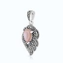 Sterling Silver 925 Pendant Embedded With Natural Pink Shell And Marcasite Stones