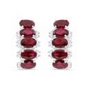 Sterling Silver 925 SET Rhodium Plated Embedded With Ruby Corundum And White CZ