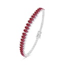 Sterling Silver 925 SET Rhodium Plated Embedded With Ruby Corundum And White CZ