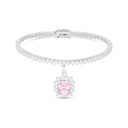 Sterling Silver 925 SET Rhodium Plated Embedded With pink Zircon And White CZ