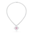 Sterling Silver 925 SET Rhodium Plated Embedded With pink Zircon And White CZ