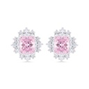 Sterling Silver 925 SET Rhodium Plated Embedded With pink Zircon And White CZ