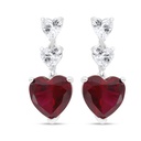 Sterling Silver 925 SET Rhodium Plated Embedded With Ruby Corundum And White CZ