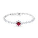 Sterling Silver 925 SET Rhodium Plated Embedded With Ruby Corundum And White CZ