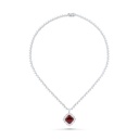 Sterling Silver 925 SET Rhodium Plated Embedded With Ruby Corundum And White CZ