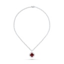 Sterling Silver 925 SET Rhodium Plated Embedded With Ruby Corundum And White CZ