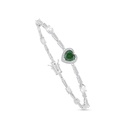 Sterling Silver 925 SET Rhodium Plated Embedded With Emerald Zircon And White CZ