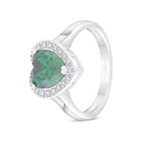 Sterling Silver 925 SET Rhodium Plated Embedded With Emerald Zircon And White CZ