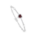 Sterling Silver 925 SET Rhodium Plated Embedded With Ruby Corundum And White CZ