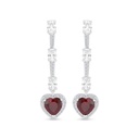 Sterling Silver 925 SET Rhodium Plated Embedded With Ruby Corundum And White CZ