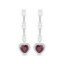 Sterling Silver 925 SET Rhodium Plated Embedded With Ruby Corundum And White CZ