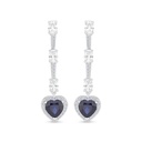 Sterling Silver 925 SET Rhodium Plated Embedded With Sapphir Zircon And White CZ