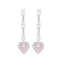Sterling Silver 925 SET Rhodium Plated Embedded With pink Zircon And White CZ
