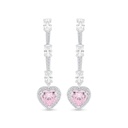 Sterling Silver 925 SET Rhodium Plated Embedded With pink Zircon And White CZ