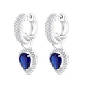 Sterling Silver 925 Earring Rhodium Plated Embedded With Sapphire Corundum And White CZ