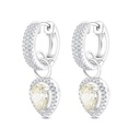 Sterling Silver 925 Earring Rhodium Plated Embedded With Yellow Zircon And White CZ