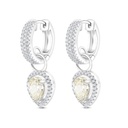 Sterling Silver 925 Earring Rhodium Plated Embedded With Yellow Zircon And White CZ