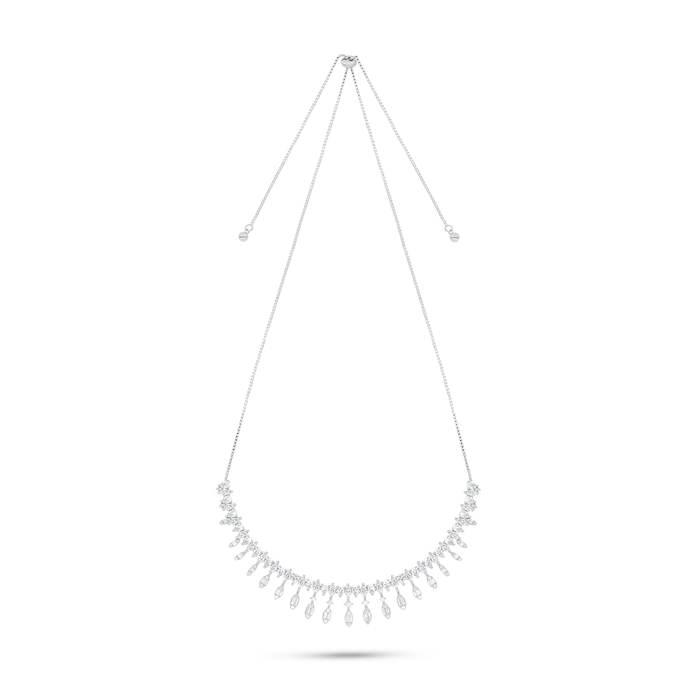 Sterling Silver 925 SET Rhodium Plated Embedded With White Zircon