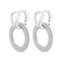 Sterling Silver 925 Earring Rhodium Plated Embedded With White CZ