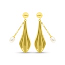 Sterling Silver 925 Earring Gold Plated Embedded With White Shell Pearl