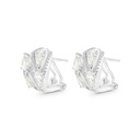 Sterling Silver 925 Earring Rhodium Plated Embedded With Yellow Zircon And White CZ