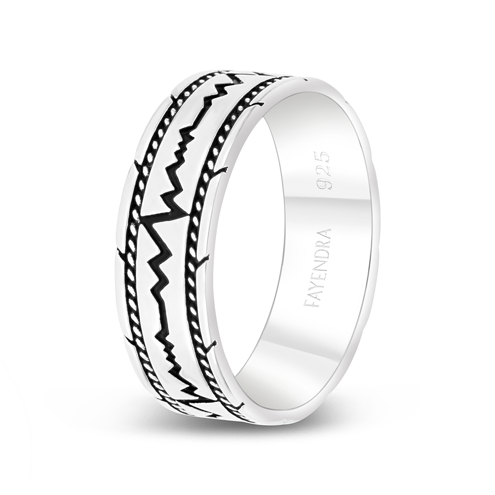 Sterling Silver 925 WEDDING RING Rhodium And Black Plated