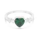 Sterling Silver 925 Ring Rhodium Plated Embedded With Emerald Zircon And White Zircon