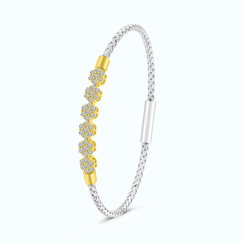 Sterling silver 925 Bangle rhodium and gold plated