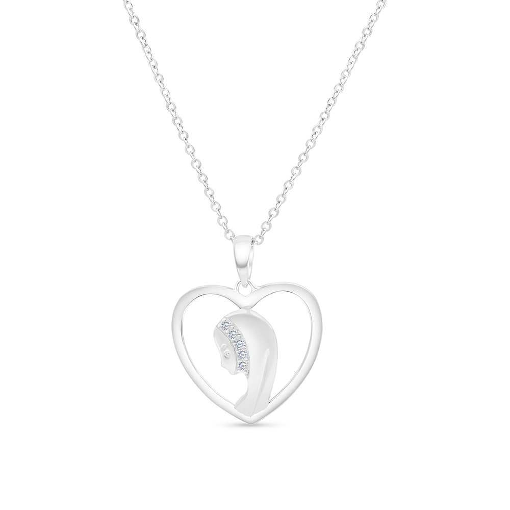 Sterling Silver 925 Necklace Rhodium Plated Embedded With White CZ