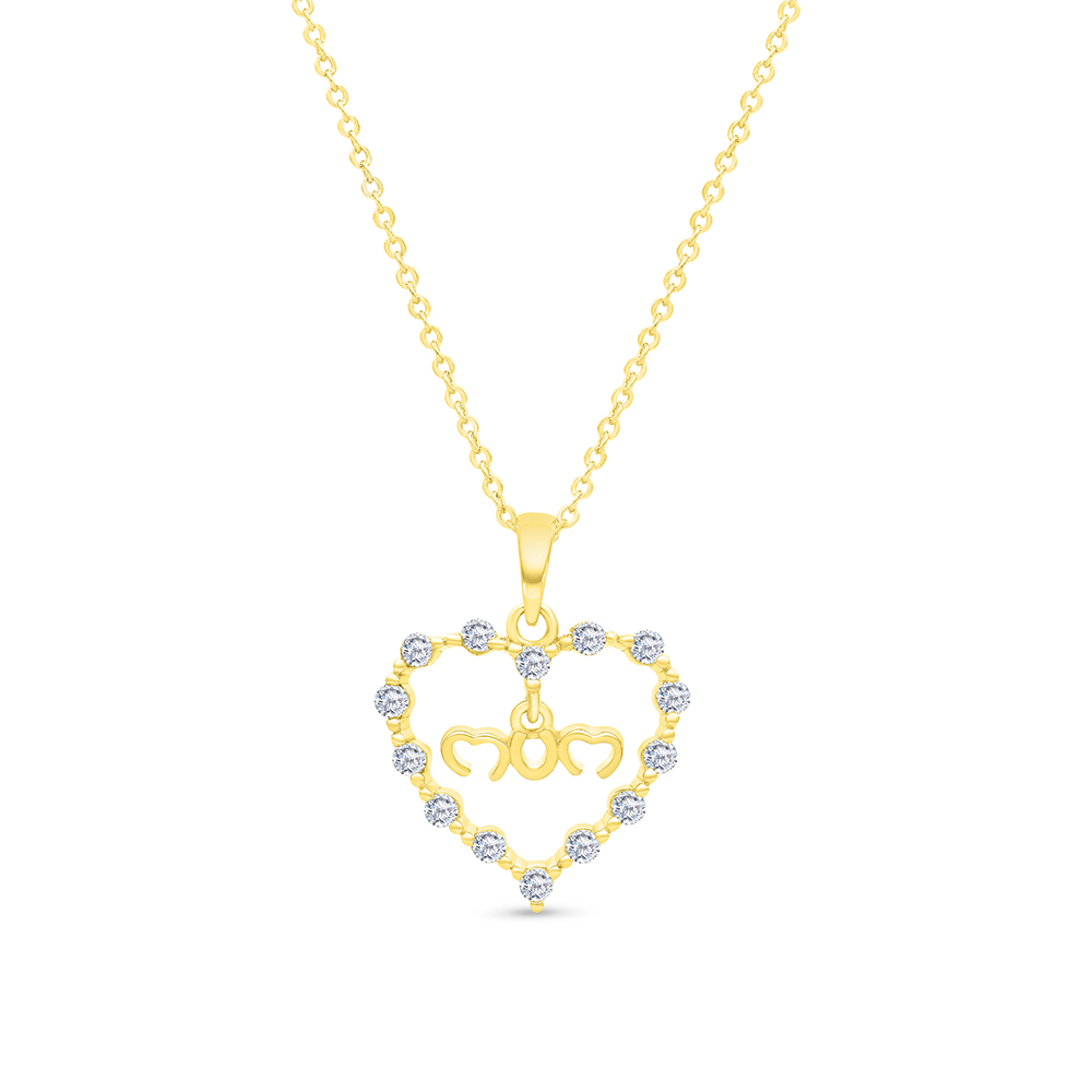 Sterling Silver 925 Necklace Gold Plated Embedded With White CZ