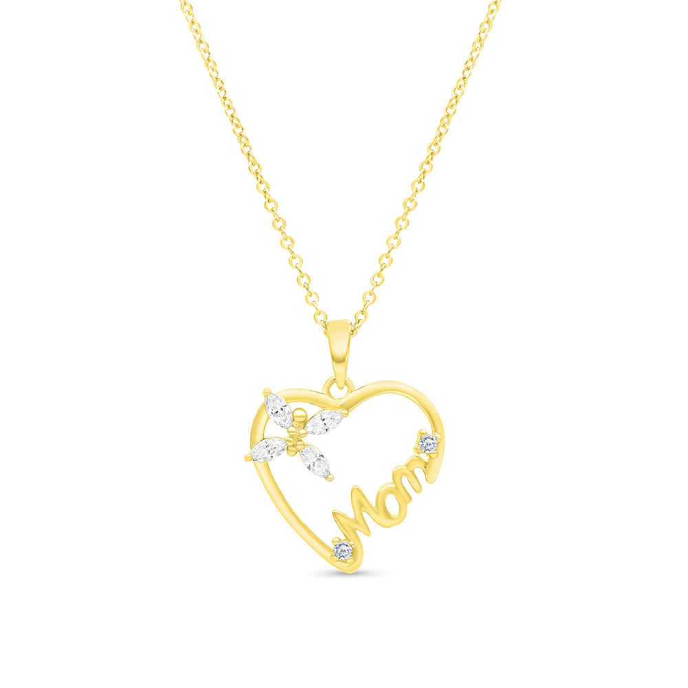 Sterling Silver 925 Necklace Gold Plated Embedded With White CZ