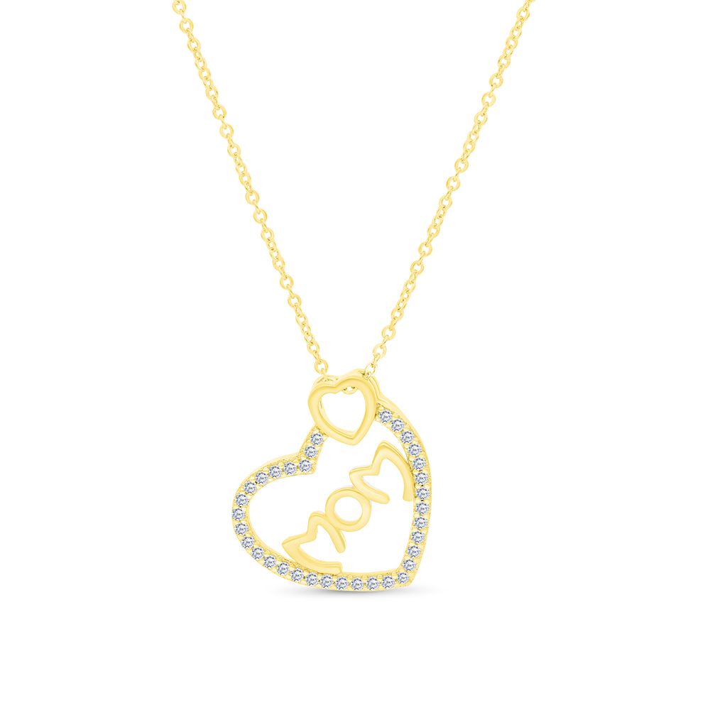 Sterling Silver 925 Necklace Gold Plated Embedded With White CZ