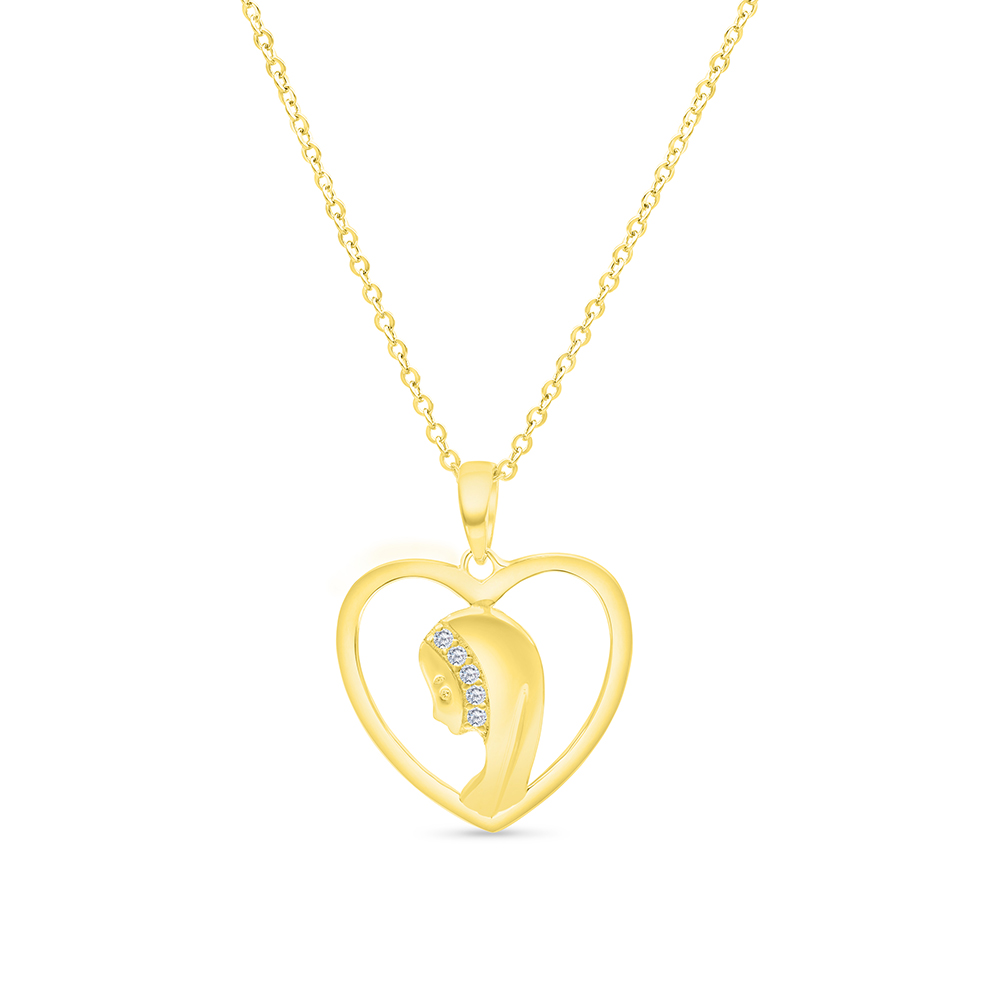 Sterling Silver 925 Necklace Gold Plated Embedded With White CZ