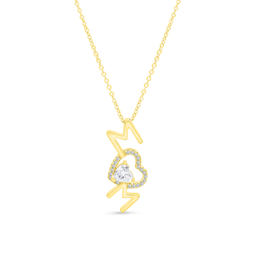 Sterling Silver 925 Necklace Gold Plated Embedded With White CZ