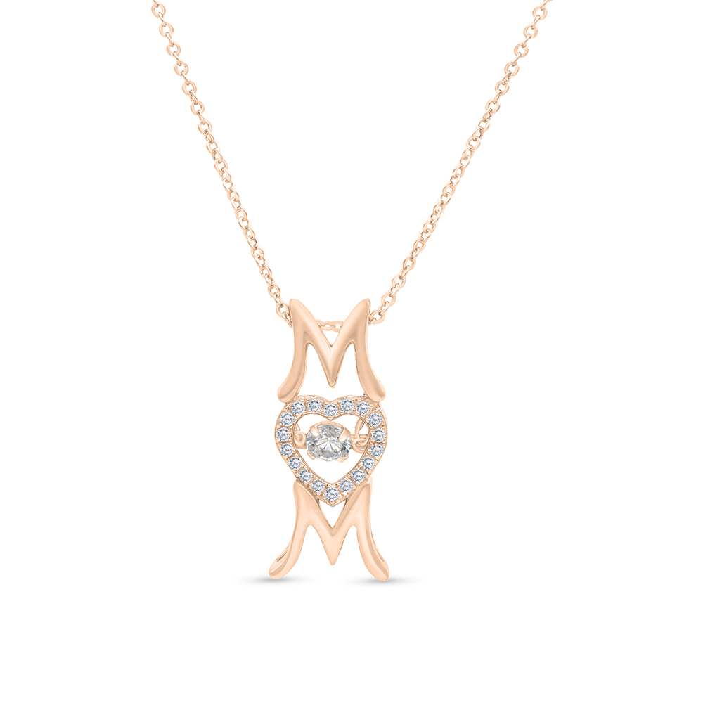 Sterling Silver 925 Necklace Rose Gold Plated Embedded With White CZ