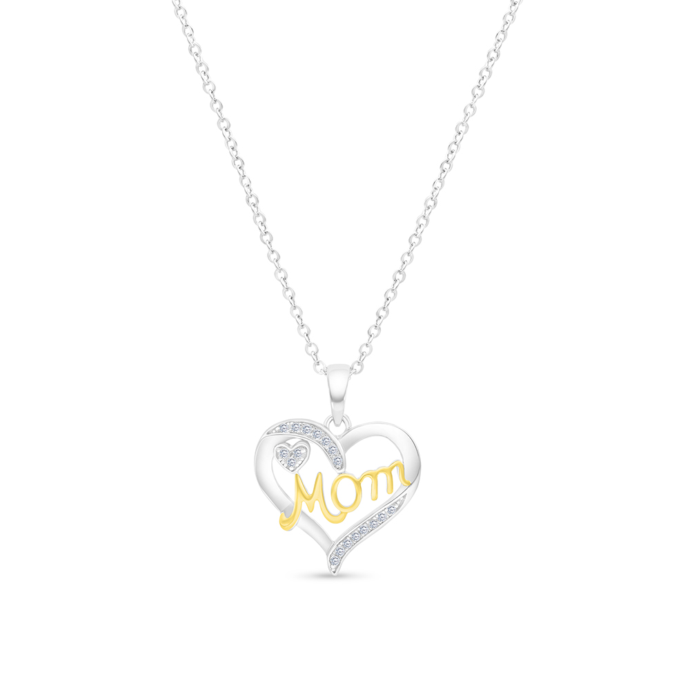 Sterling Silver 925 Necklace Rhodium And Gold Plated Embedded With White CZ