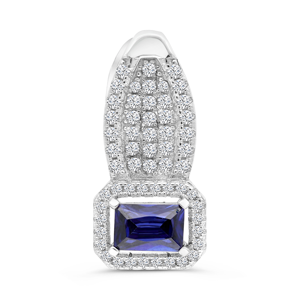 Sterling Silver 925 Pendant Rhodium Plated Tanzanite