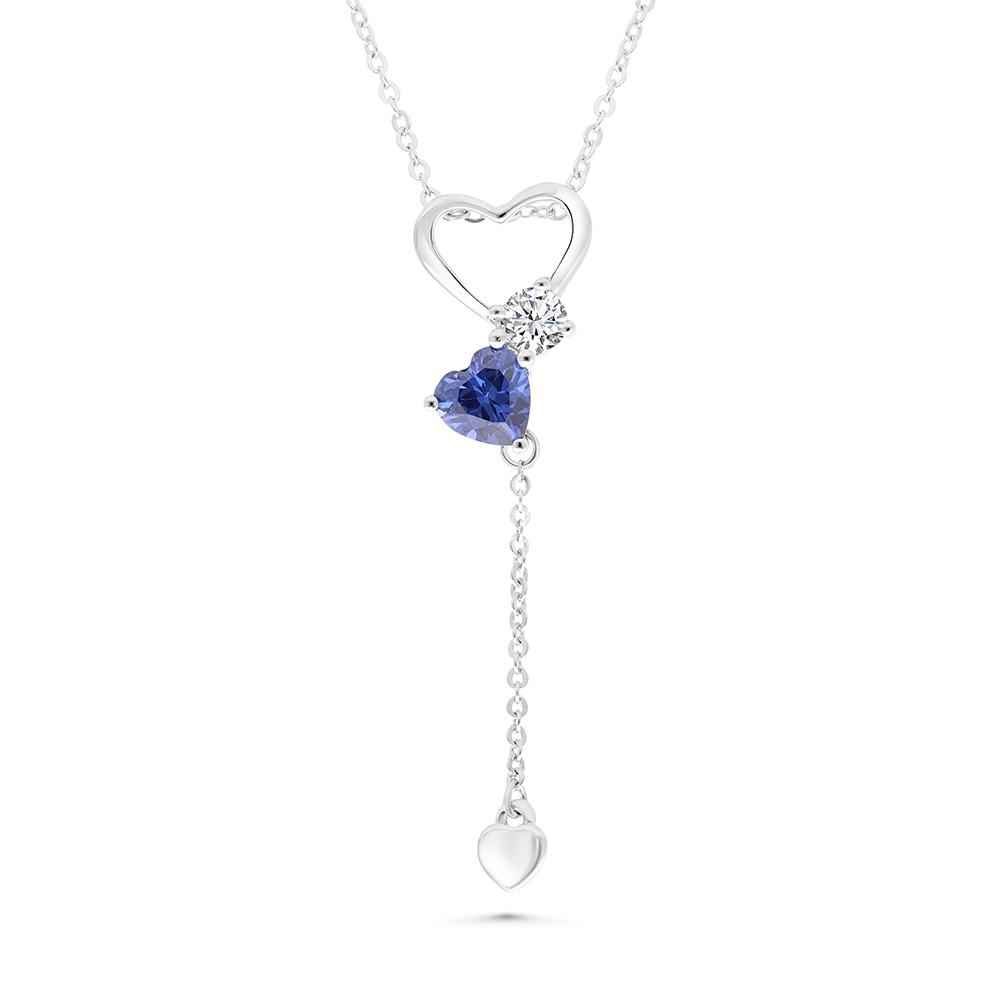 Sterling Silver 925 Necklace Rhodium Plated Tanzanite