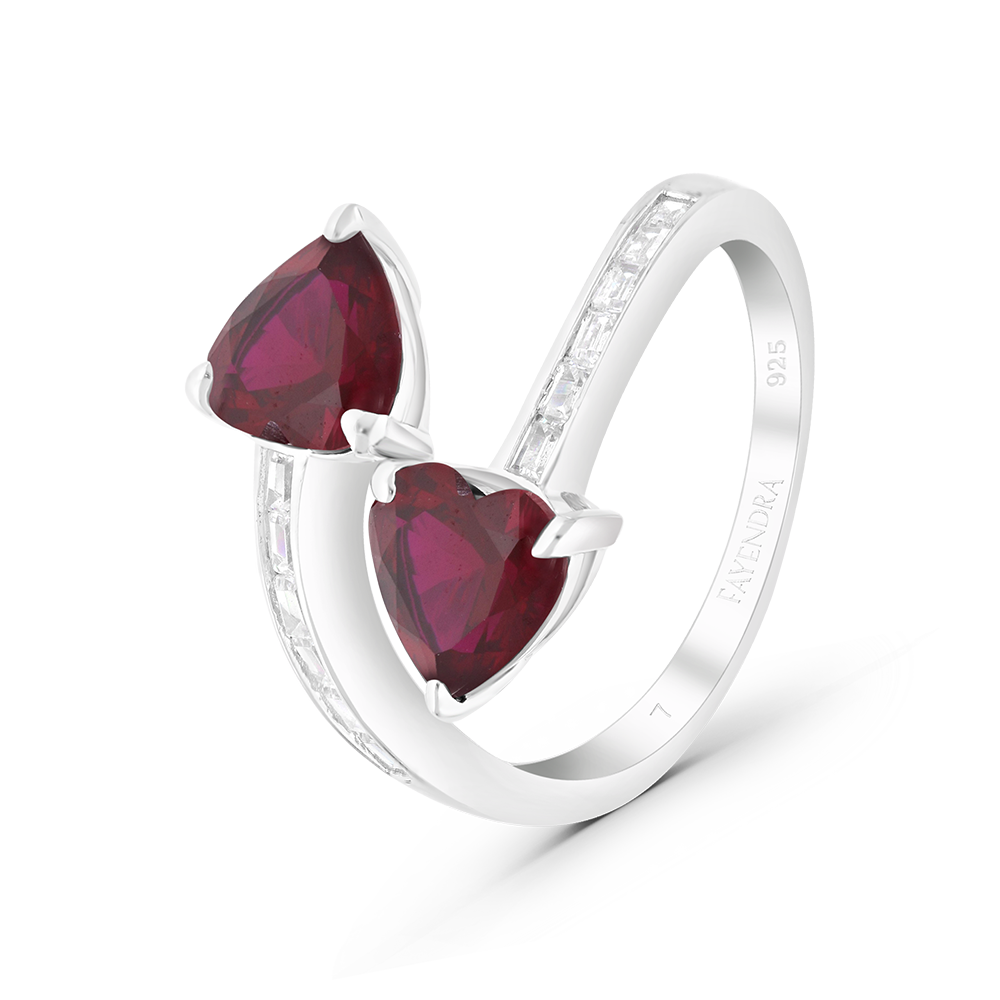 Sterling Silver 925 Ring Rhodium Plated Ruby Corundum