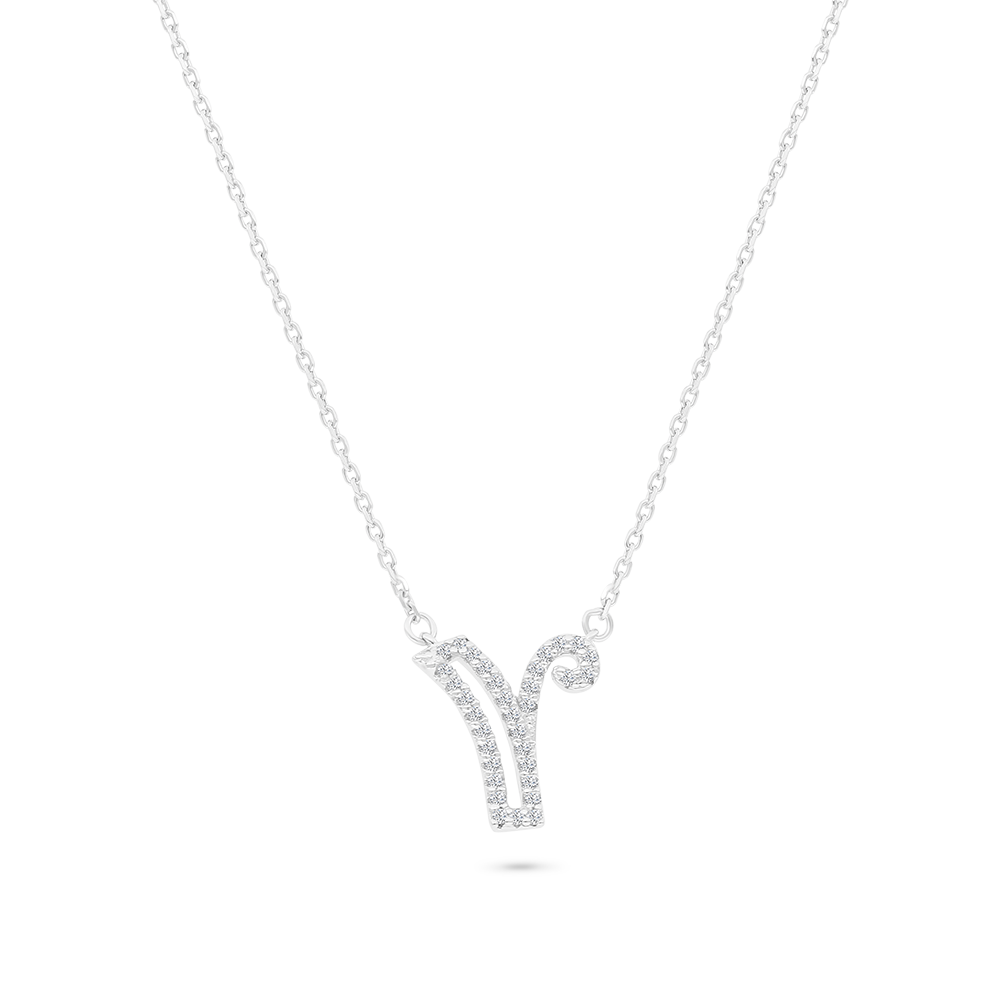 Sterling Silver 925 Necklace Rhodium Plated (Y)